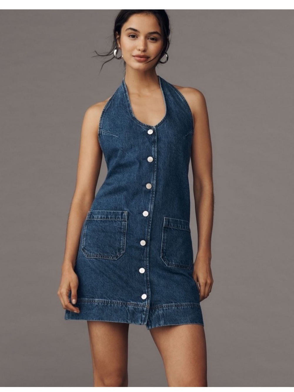 NWT Reformation Brittany Halter Denim Dress - Picture 14 of 14
